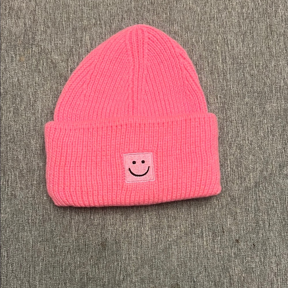 Pink Smiley Face Kids Beanie